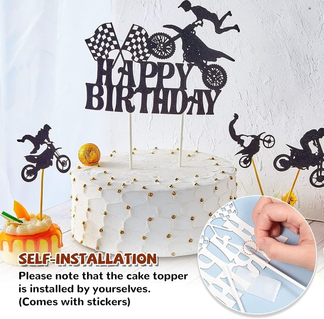 Alt view image 10 of 12 - Chalyna 84 Pieces Motorcycle Birthday Party Decorations Dirt Bike Birthday Party Supplies, Include, Motorcycle Banner Cupcake Topper Latex Balloons for Motocross Sports Themed Decor