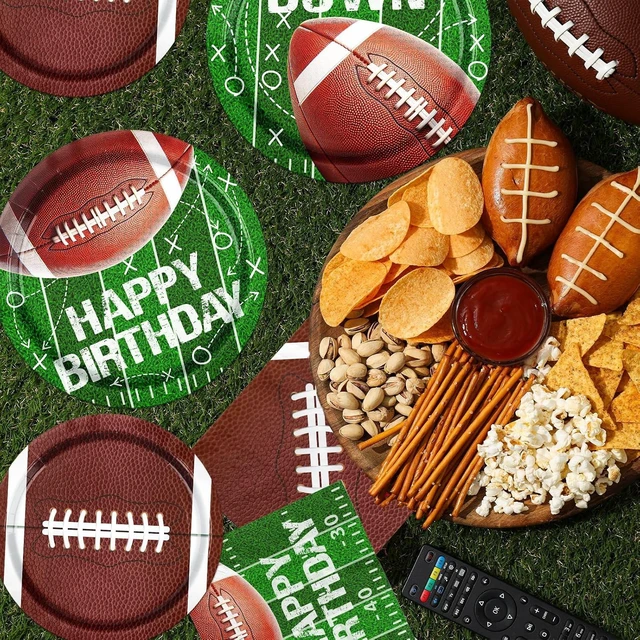 Alt view image 11 of 12 - Football Party Supplies Paper Plates and Napkins for Football Birthday Party Football Gameday Tailgate Party, Football Theme Party Decoration, Serve 25