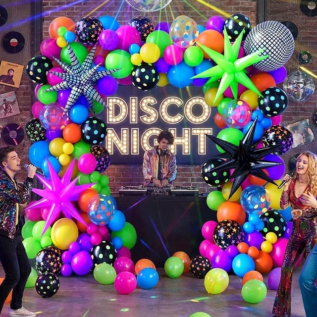 Alt view image 14 of 14 - Neon Balloons Arch Garland Kit with Yellow Hot Pink Lime Green Orange Blue Neon Balloons for Back to 80s 90s Disco Birthday Party Decorations, Let's Glow Party, Rock Roll Party Supplies