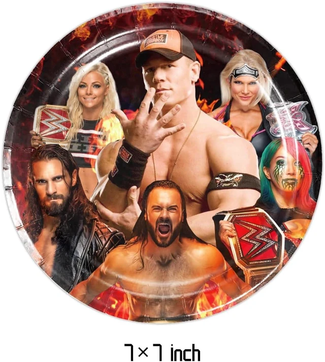 Alt view image 8 of 12 - 40Pcs Wrestling Party Supplies include 20 plates, 20 napkins for Wrestling birthday party decoration