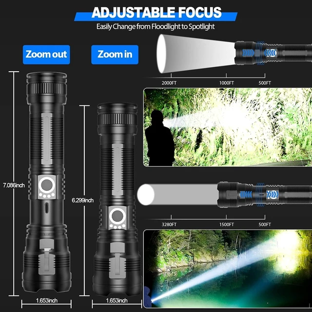Alt view image 13 of 14 - Rechargeable Tactical Flashlights High Lumens,Super Bright LED Flashlight,Powerful Flash Light with 5 Modes,Waterproof,Power Handheld Flashlight for Emergency,Camping,Hurricane,Hiking