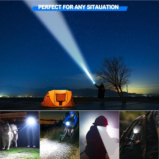 Alt view image 14 of 14 - Rechargeable Tactical Flashlights High Lumens,Super Bright LED Flashlight,Powerful Flash Light with 5 Modes,Waterproof,Power Handheld Flashlight for Emergency,Camping,Hurricane,Hiking