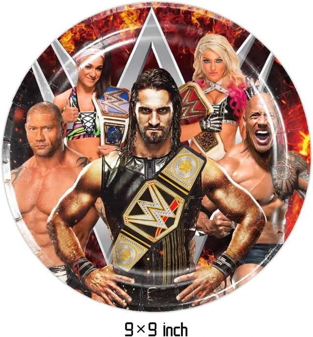 Alt view image 9 of 12 - 40Pcs Wrestling Party Supplies include 20 plates, 20 napkins for Wrestling birthday party decoration