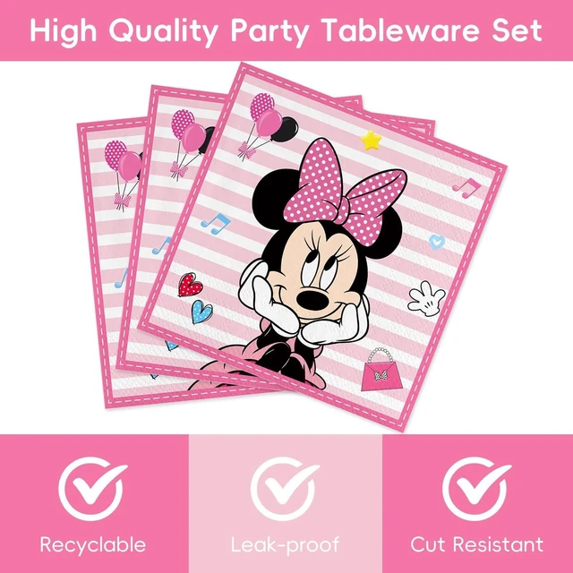 Alt view image 7 of 10 - 40Pack Minnies Birthday Party Supplies include 20 plates, 20 napkins for Minnies party Decoration