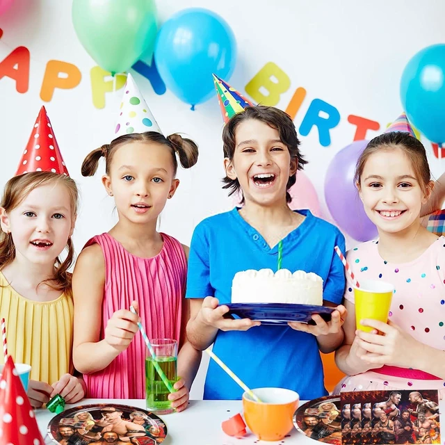 Alt view image 11 of 12 - 40Pcs Wrestling Party Supplies include 20 plates, 20 napkins for Wrestling birthday party decoration