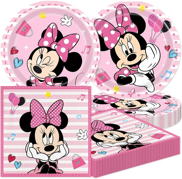 Alt view image 6 of 10 - 40Pack Minnies Birthday Party Supplies include 20 plates, 20 napkins for Minnies party Decoration