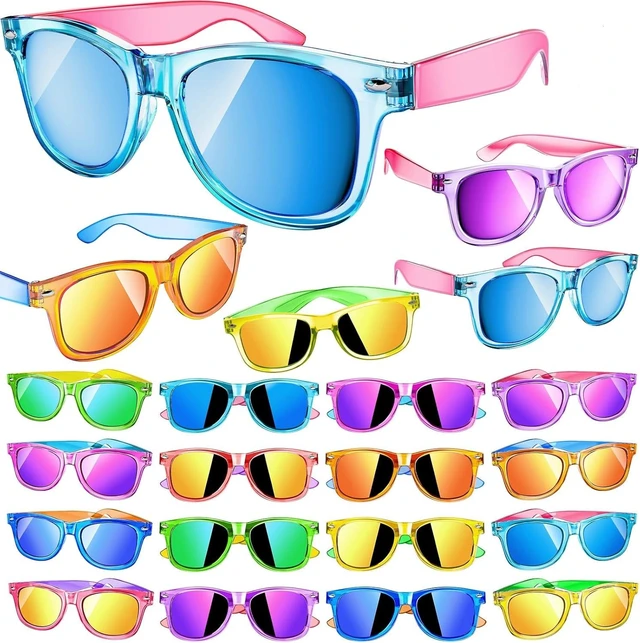 Alt view image 8 of 14 - GIFTINBOX 24 Pack Kids Sunglasses Bulk Party Favor, Valentines Day Gifts Neon Sunglasses for Boys Girls Goody Bag Stuffers, Beach Pool Birthday Party Favors for Kids 3-8.