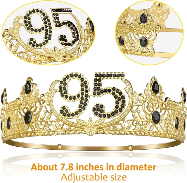 Alt view image 10 of 14 - Asija 95th Birthday Gifts for Men, 95th Birthday Decorations for Men, Party Decor Supplies including King Crown & Sash & Greeting Card