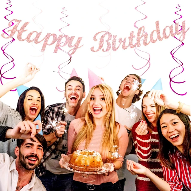 Alt view image 14 of 14 - Light Hot Pink Birthday Party-Decorations - 21pcs Girl Happy Banner,Paper Lanterns Honeycomb,Tissue Pom Poms Flower Fan,Hanging Streamers Garland,18th 21st 30th Women Birthday Decor Supplies Huglony