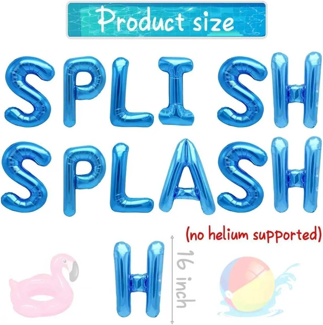 Alt view image 12 of 14 - Splish Splash Birthday Bash Party Supplies Splish Splash Balloons Beach Happy Birthday Banner Summer Pool Party Hanging Swirls for Boys Hawaiian Summer Pool Beach Party Decorations
