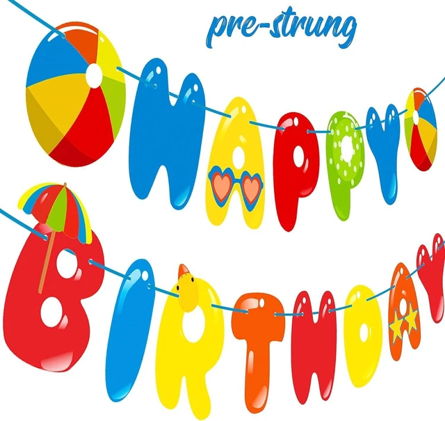 Alt view image 10 of 14 - Splish Splash Birthday Bash Party Supplies Splish Splash Balloons Beach Happy Birthday Banner Summer Pool Party Hanging Swirls for Boys Hawaiian Summer Pool Beach Party Decorations