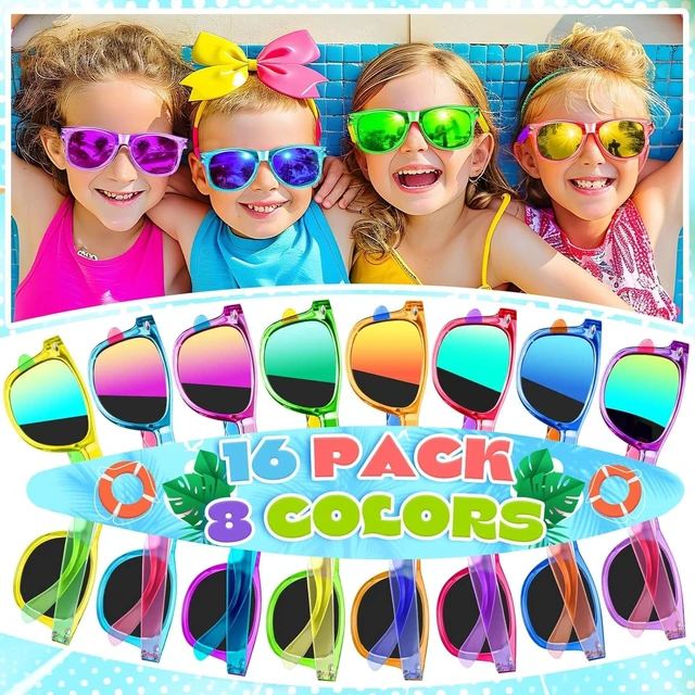 Alt view image 9 of 14 - GIFTINBOX 24 Pack Kids Sunglasses Bulk Party Favor, Valentines Day Gifts Neon Sunglasses for Boys Girls Goody Bag Stuffers, Beach Pool Birthday Party Favors for Kids 3-8.