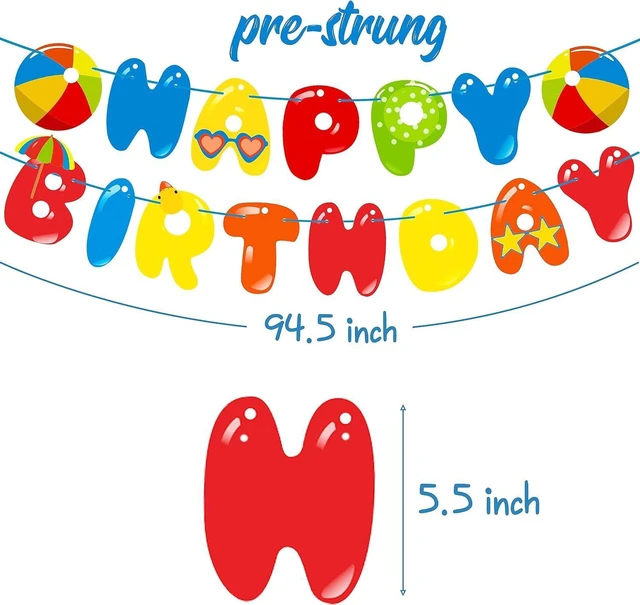 Alt view image 13 of 14 - Splish Splash Birthday Bash Party Supplies Splish Splash Balloons Beach Happy Birthday Banner Summer Pool Party Hanging Swirls for Boys Hawaiian Summer Pool Beach Party Decorations