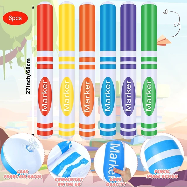 Alt view image 9 of 14 - Blueweenly 6 Pcs Giant Inflatable Marker 27 Inch Back to School Inflatable Balloon Decorations Large Blow up Marker Set Party Favor for Birthday Home Office Party Decor Photo Prop