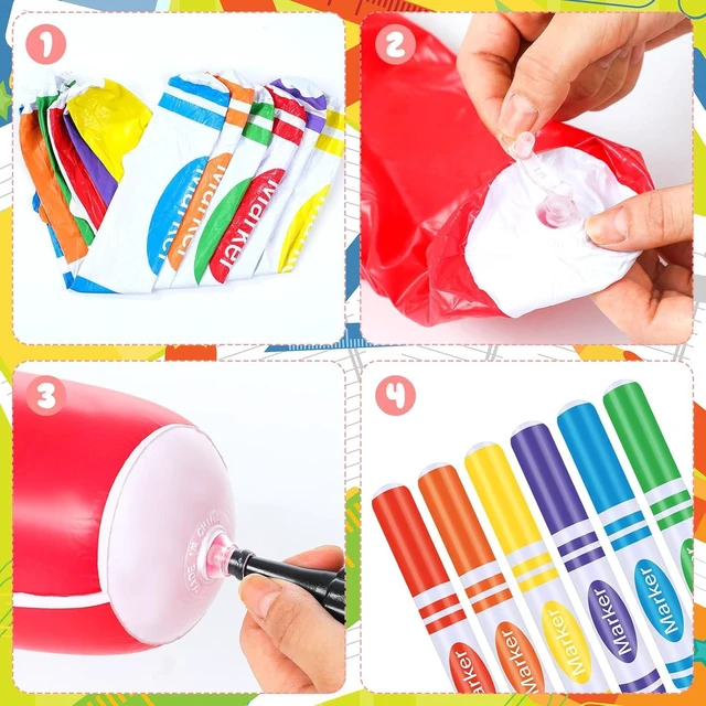 Alt view image 10 of 14 - Blueweenly 6 Pcs Giant Inflatable Marker 27 Inch Back to School Inflatable Balloon Decorations Large Blow up Marker Set Party Favor for Birthday Home Office Party Decor Photo Prop