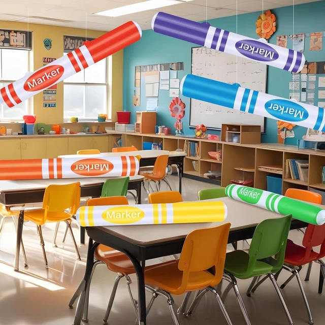 Alt view image 12 of 14 - Blueweenly 6 Pcs Giant Inflatable Marker 27 Inch Back to School Inflatable Balloon Decorations Large Blow up Marker Set Party Favor for Birthday Home Office Party Decor Photo Prop