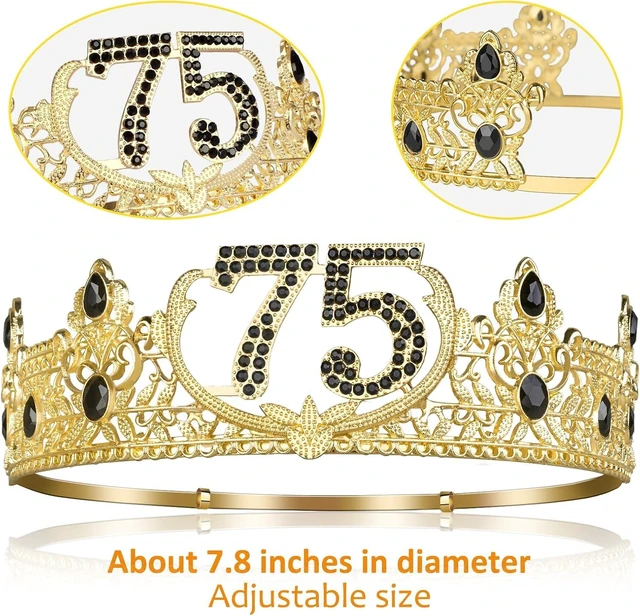 Alt view image 10 of 14 - Asija 75th Birthday Gifts for Men, 75th Birthday Decorations for Men, Party Decor Supplies including King Crown & Sash & Greeting Card