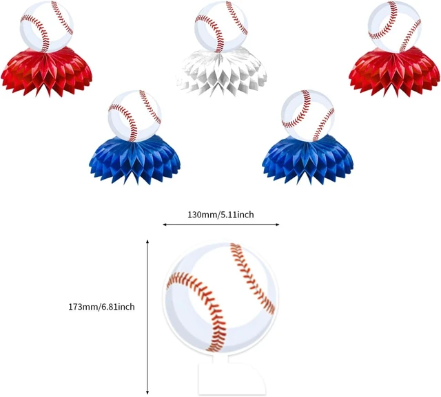 Alt view image 14 of 14 - Baseball Party Decorations, Baseball Birthday Party Decorations Includes Happy Birthday Banner Honeycomb Ceterpiece Table Decorations and Hanging Swirls for Party Supplies