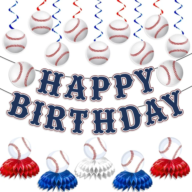 Alt view image 8 of 14 - Baseball Party Decorations, Baseball Birthday Party Decorations Includes Happy Birthday Banner Honeycomb Ceterpiece Table Decorations and Hanging Swirls for Party Supplies