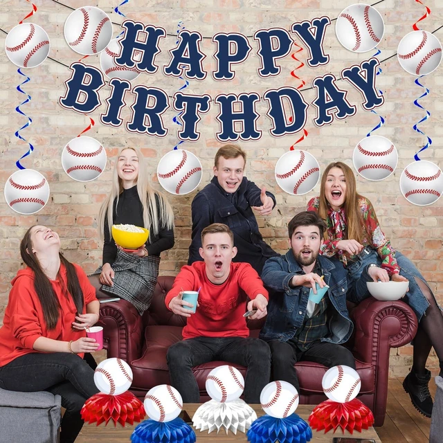 Alt view image 9 of 14 - Baseball Party Decorations, Baseball Birthday Party Decorations Includes Happy Birthday Banner Honeycomb Ceterpiece Table Decorations and Hanging Swirls for Party Supplies