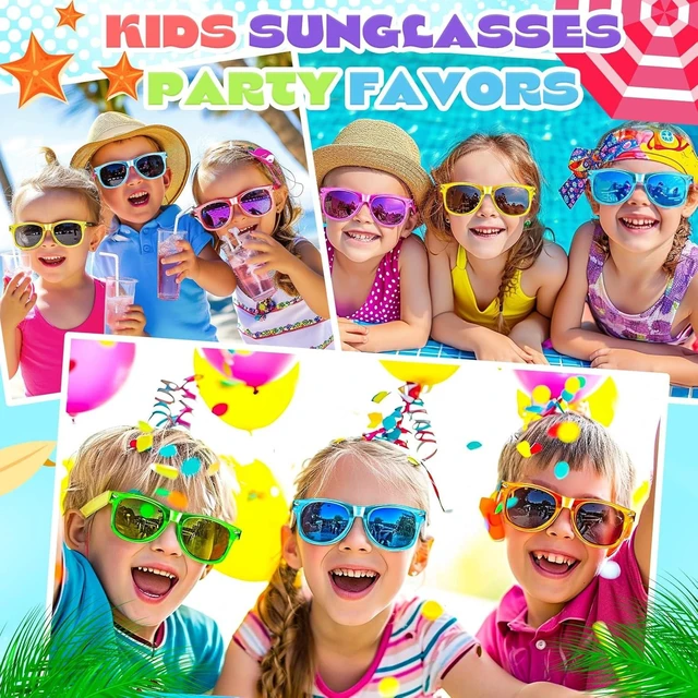 Alt view image 13 of 14 - GIFTINBOX 24 Pack Kids Sunglasses Bulk Party Favor, Valentines Day Gifts Neon Sunglasses for Boys Girls Goody Bag Stuffers, Beach Pool Birthday Party Favors for Kids 3-8.
