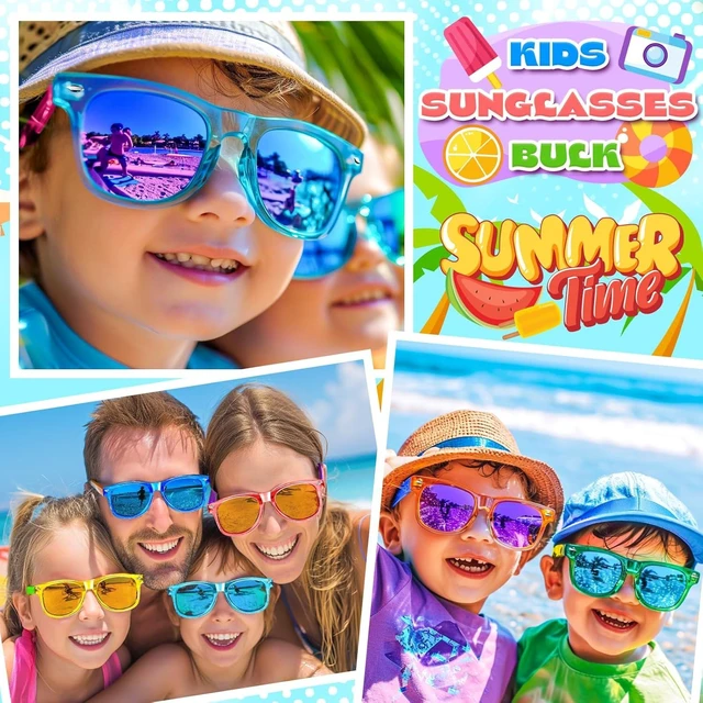 Alt view image 14 of 14 - GIFTINBOX 24 Pack Kids Sunglasses Bulk Party Favor, Valentines Day Gifts Neon Sunglasses for Boys Girls Goody Bag Stuffers, Beach Pool Birthday Party Favors for Kids 3-8.