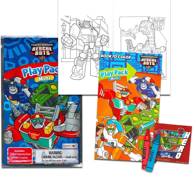 Alt view image 7 of 10 - Rescue Bots Mini Party Favors Set for Kids - Bundle With 24 Grab n Go Play Packs, Coloring Pages, Stickers (Birthday Party Supplies)