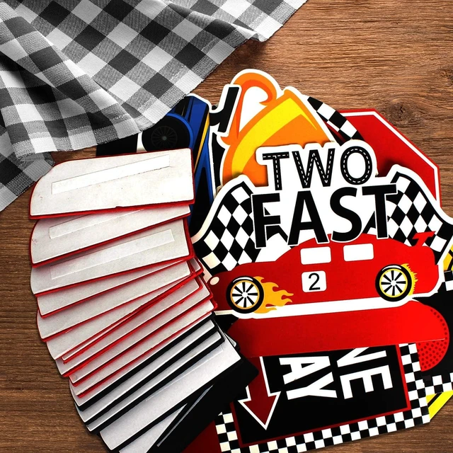 Alt view image 9 of 14 - LINGTEER Race Car Two Fast Birthday Table Honeycomb Centerpieces - 9Pcs Let's Go Racing Happy 2nd Birthday Party Table Decorations Sign.