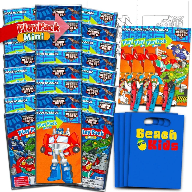 Alt view image 6 of 10 - Rescue Bots Mini Party Favors Set for Kids - Bundle With 24 Grab n Go Play Packs, Coloring Pages, Stickers (Birthday Party Supplies)