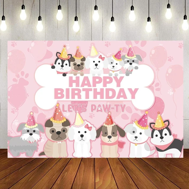Alt view image 14 of 14 - KEFAN Dog Party Supplies, Pink Dog Paw Birthday Tableware Party Decorations including Pink Dog Plates, Cups, Napkins, Tablecloth, Lets Party HAPPY BIRTHDAY Banner Backdrop, Balloons - Serves 20