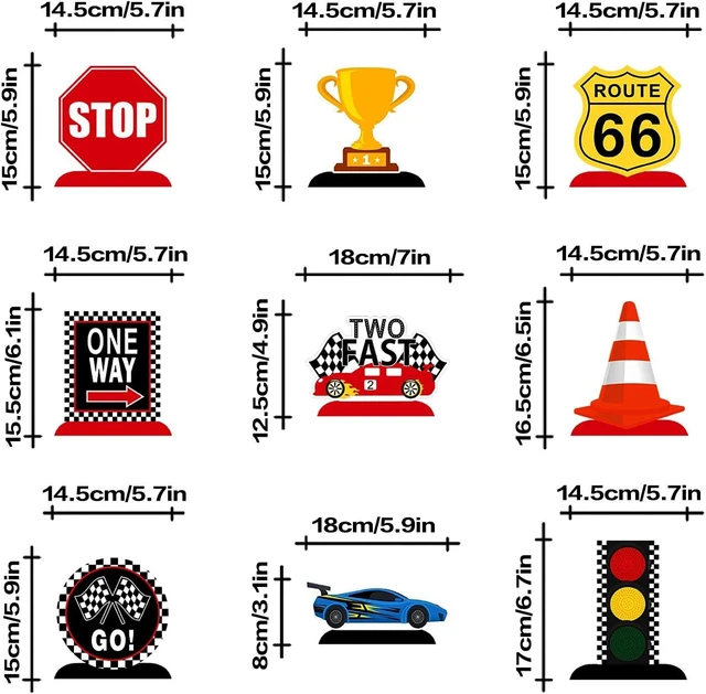 Alt view image 11 of 14 - LINGTEER Race Car Two Fast Birthday Table Honeycomb Centerpieces - 9Pcs Let's Go Racing Happy 2nd Birthday Party Table Decorations Sign.