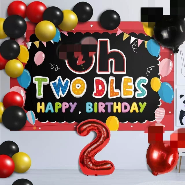 Alt view image 8 of 14 - Oh Twodles Balloons Red Set Decor - Happy 2nd Birthday Party Theme Banner Backdrop Second Birthday Decorations For Baby Shower Supplies