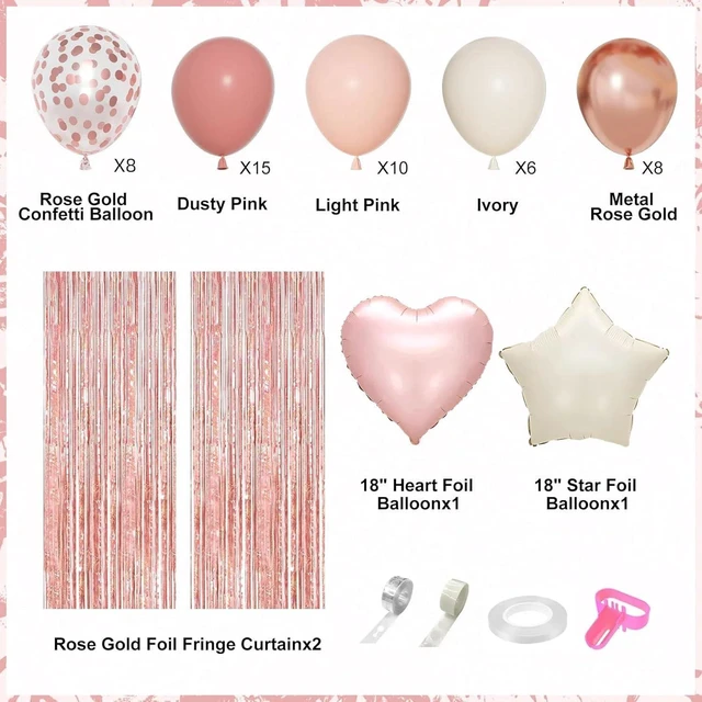 Alt view image 10 of 14 - Pink Birthday Party Decorations, Dusty Pink Sand Confetti Rose Gold Balloons Happy Birthday Banner Fringe Curtains Butterfly Hanging Swirls Circle Dots Tassels Pompoms for Women Girls Party Supplies