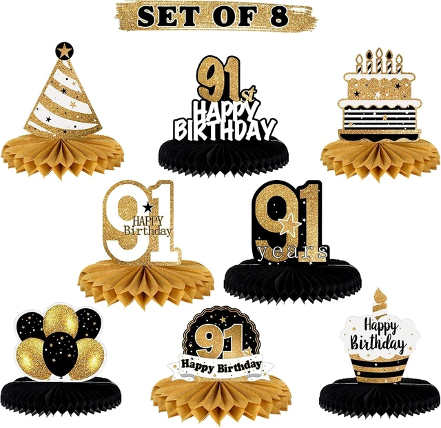 Alt view image 8 of 14 - LINGTEER Happy 91st Birthday Table Honeycomb Centerpieces Cheers to 91st Birthday 91 Years Old Party Table Decorations Gift Sign.