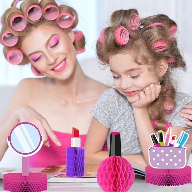 Alt view image 14 of 14 - Roetyce Makeup Birthday Party Decorations - 46PCS Kit, Pink Spa Themed Birthday Supplies With Banner, Balloons, Cake Topper