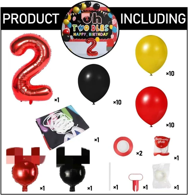 Alt view image 12 of 14 - Oh Twodles Balloons Red Set Decor - Happy 2nd Birthday Party Theme Banner Backdrop Second Birthday Decorations For Baby Shower Supplies