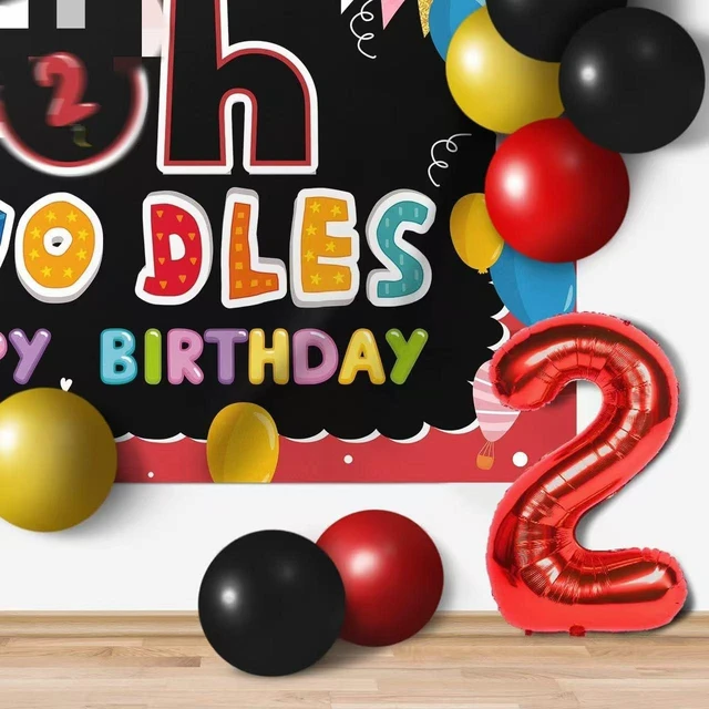 Alt view image 14 of 14 - Oh Twodles Balloons Red Set Decor - Happy 2nd Birthday Party Theme Banner Backdrop Second Birthday Decorations For Baby Shower Supplies
