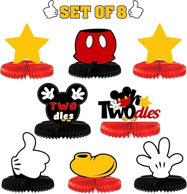Alt view image 6 of 10 - LINGTEER Oh Twodles Birthday Table Honeycomb Centerpieces - Cheers to Boys 2nd Birthday Kids Two Years Old Mouse Themed Bday Party Decorations Sign.