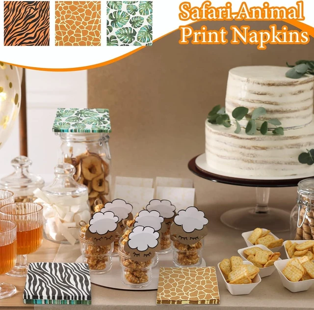 Alt view image 13 of 14 - 100 Pieces Jungle Safari Animal Print Party Disposable Animal Napkins Safari Napkins for Baby Shower Birthday Party, 5 Styles