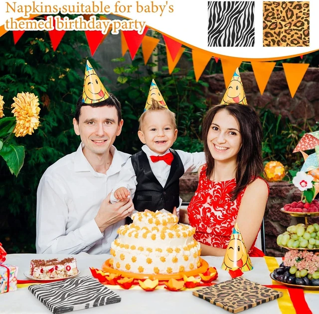 Alt view image 14 of 14 - 100 Pieces Jungle Safari Animal Print Party Disposable Animal Napkins Safari Napkins for Baby Shower Birthday Party, 5 Styles