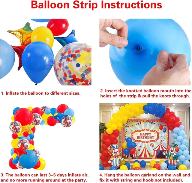 Alt view image 11 of 14 - RUBFAC Carnival Circus Theme Party Decorations, Primary Color Balloon Arch Kit, 120pcs Red Blue Yellow Party Balloons Rainbow Confetti and Star Foil Balloons for Birthday Carnival Theme Decorations