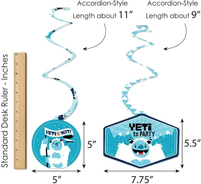 Alt view image 14 of 14 - Big Dot of Happiness Yeti to Party - Abominable Snowman Birthday or Party Hanging Decor - Decoration Swirls - Set of 40
