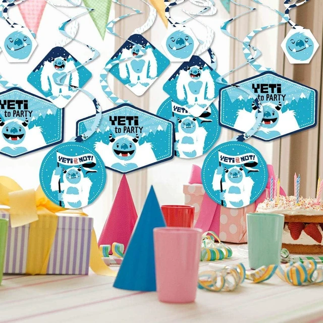 Alt view image 9 of 14 - Big Dot of Happiness Yeti to Party - Abominable Snowman Birthday or Party Hanging Decor - Decoration Swirls - Set of 40