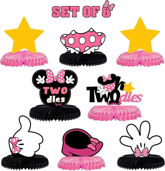 Alt view image 7 of 12 - LINGTEER Oh Twodles Birthday Table Honeycomb Centerpieces - Cheers to Girls 2nd Birthday Kids Two Years Old Mouse Themed Party Decorations Sign.