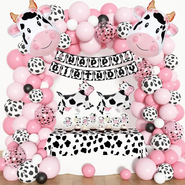 Alt view image 8 of 14 - Amandir 115PCS Pink Cow Party Decorations - Balloon Garland Arch Kit with Cow Print Balloons, Happy Birthday Banner, Cake Topper for Girl Baby Shower, Farm Animals Themed Birthday Party Supplies