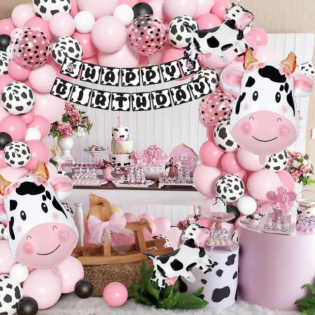 Alt view image 12 of 14 - Amandir 115PCS Pink Cow Party Decorations - Balloon Garland Arch Kit with Cow Print Balloons, Happy Birthday Banner, Cake Topper for Girl Baby Shower, Farm Animals Themed Birthday Party Supplies