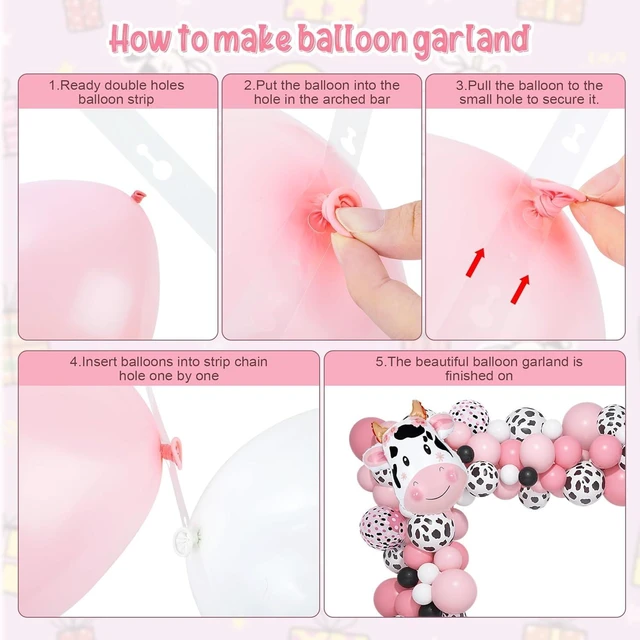 Alt view image 11 of 14 - Amandir 115PCS Pink Cow Party Decorations - Balloon Garland Arch Kit with Cow Print Balloons, Happy Birthday Banner, Cake Topper for Girl Baby Shower, Farm Animals Themed Birthday Party Supplies