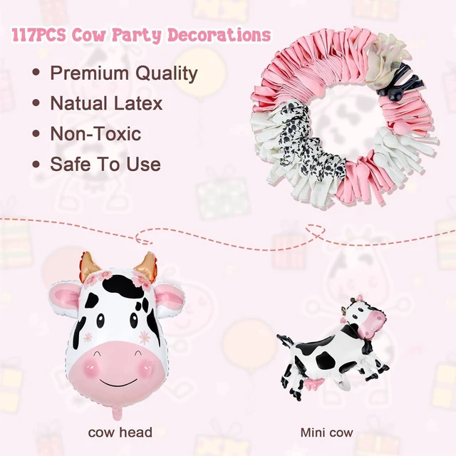 Alt view image 14 of 14 - Amandir 115PCS Pink Cow Party Decorations - Balloon Garland Arch Kit with Cow Print Balloons, Happy Birthday Banner, Cake Topper for Girl Baby Shower, Farm Animals Themed Birthday Party Supplies