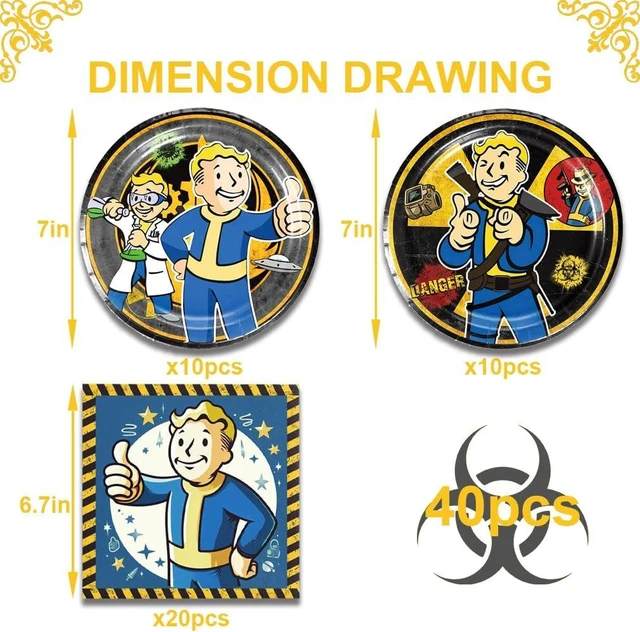 Alt view image 9 of 10 - 40Pcs Fallout Vedio Game Party Supplies include 20 plates, 20 napkins for the Fallout birthday party decoration