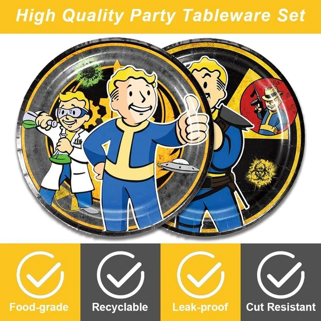 Alt view image 7 of 10 - 40Pcs Fallout Vedio Game Party Supplies include 20 plates, 20 napkins for the Fallout birthday party decoration